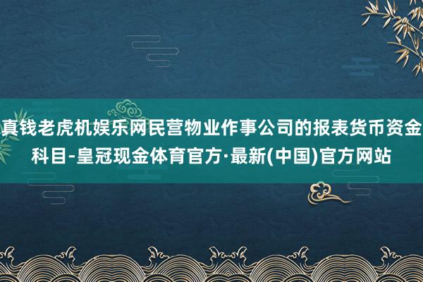 真钱老虎机娱乐网民营物业作事公司的报表货币资金科目-皇冠现金体育官方·最新(中国)官方网站